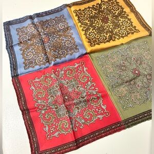 ASHEAR Taj Mahal Vintage Italian 100% Silk Paisley Floral Handkerchief Scarve